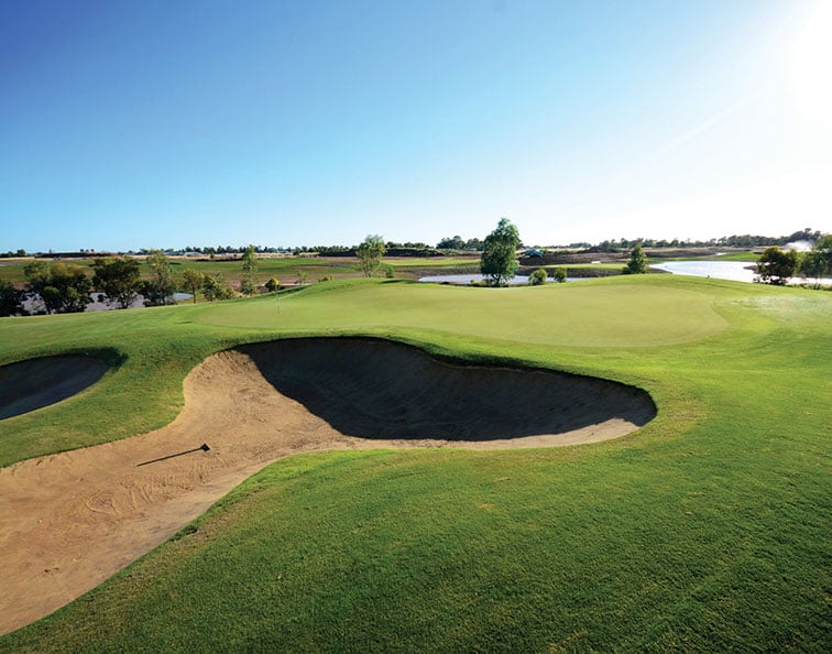 Black Bull Golf Club is eyeing off a place in Australian Golf Digest’s Top 100 Courses ranking. INSET: AGD editor-in-chief Brad Clifton was brave enough to enter The Bull Ring during a recent trip.