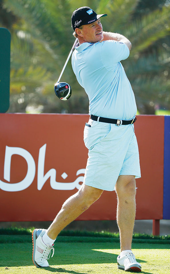 players wore shorts during practice rounds for the first time at this year’s Abu Dhabi HSBC Golf Championship in January.