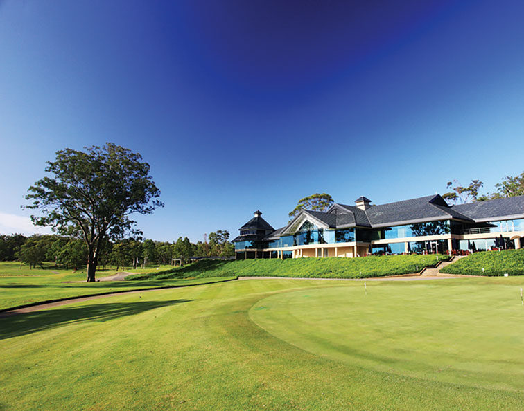 Riverside Oaks' clubhouse offers stunning views over its iconic Gangurru Course. 