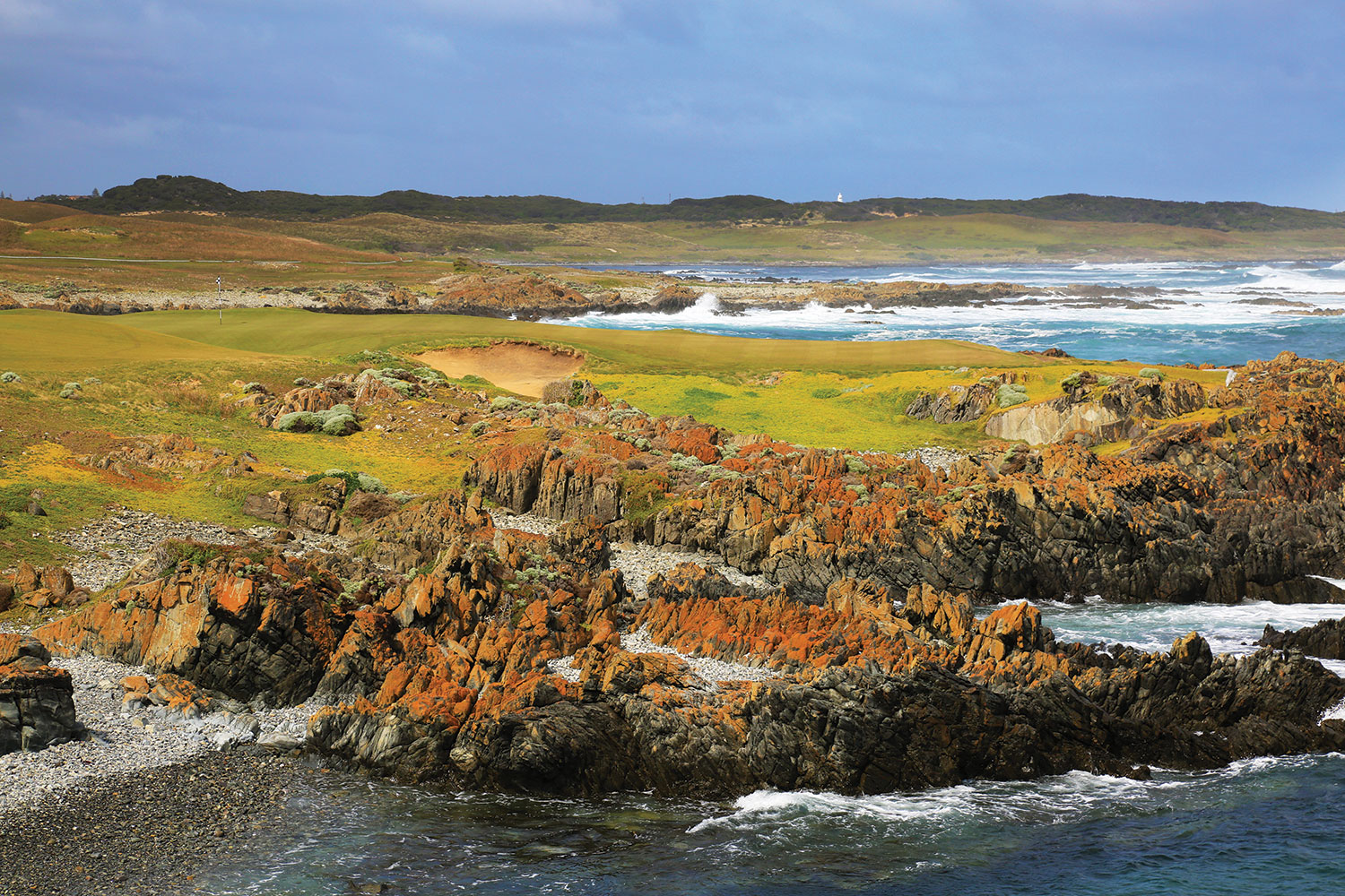 The tiny fourth hole juts into the ocean and can be a frightening prospect to par.