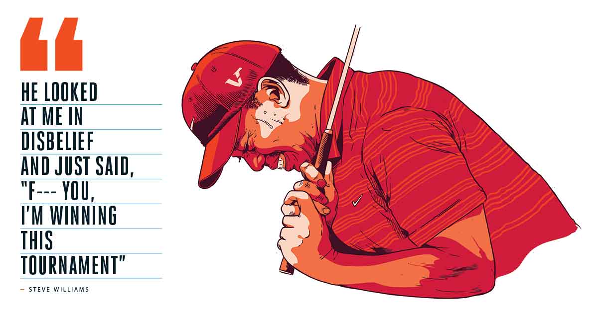 Illustration of Tiger Woods laughing