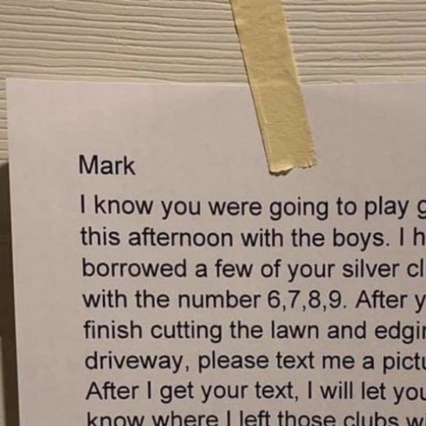 This Golf Club Ransom Note From A Wife To Her Husband Is An All Time