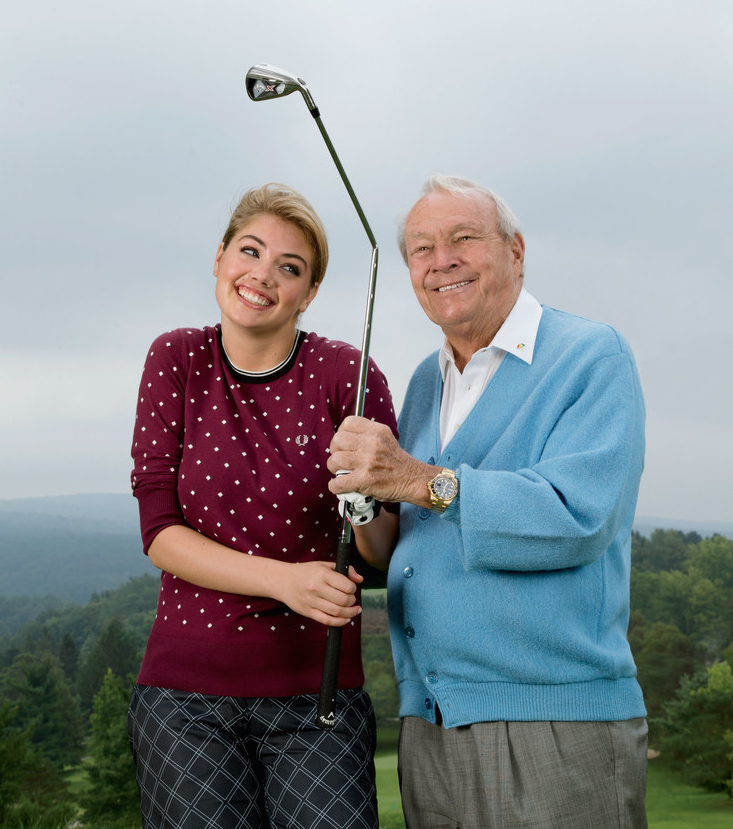 Arnie’s lesson with model Kate Upton