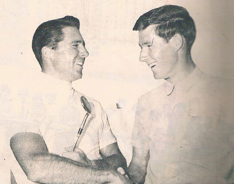 Gary Player [left] meets Gary Edwin, who was christened Gary Player before changing his name due to frustrating mix-ups.