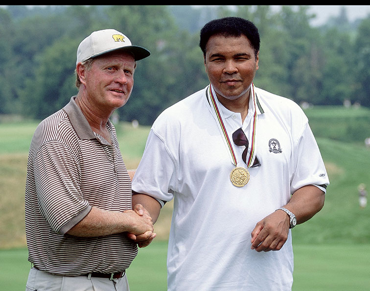 Muhammad Ali with golf's greatest, Jack Nicklaus.