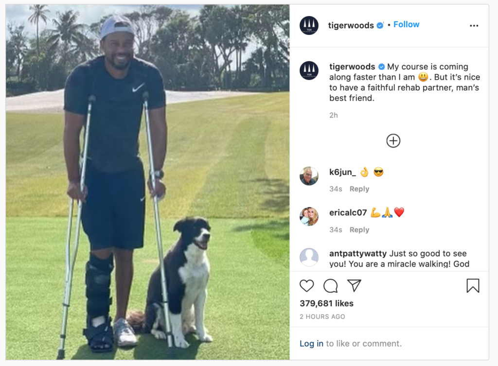 Tiger Woods, Smiling And On Crutches, Posts First Picture Of Himself ...