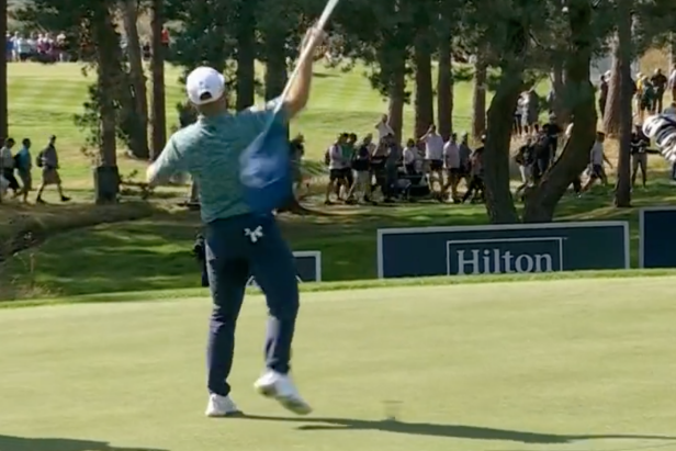 Tyrrell Hatton gets robbed of ace by flagstick, pretends to javelin throw it, continues being Tyrrell