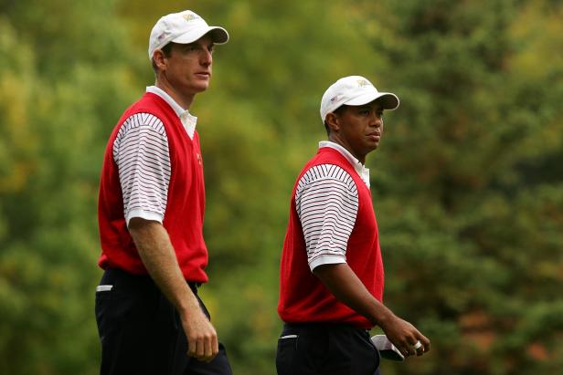 Presidents Cup captain Jim Furyk dodges Tiger questions with his own queries about Woods’ Ryder Cup future