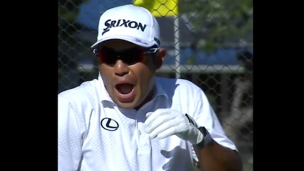 Watch Hideki Matsuyama (unintentionally!) hit his ball through an 8-inch gap in palm trees – Australian Golf Digest